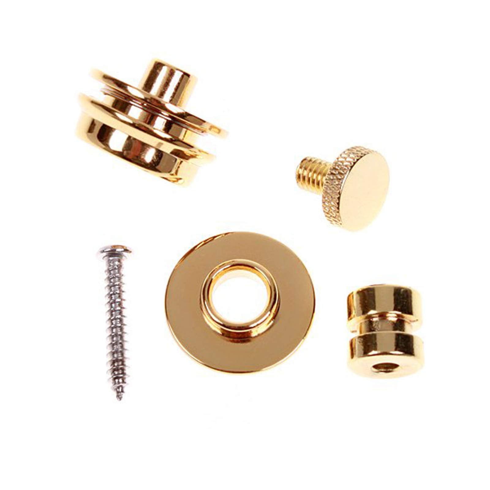 Miwayer Guitar Strap Locks Flat Round Head Heavy Duty Metal Button Security Straplock, Dual Design Strap Retainer System 4Pcs Wi