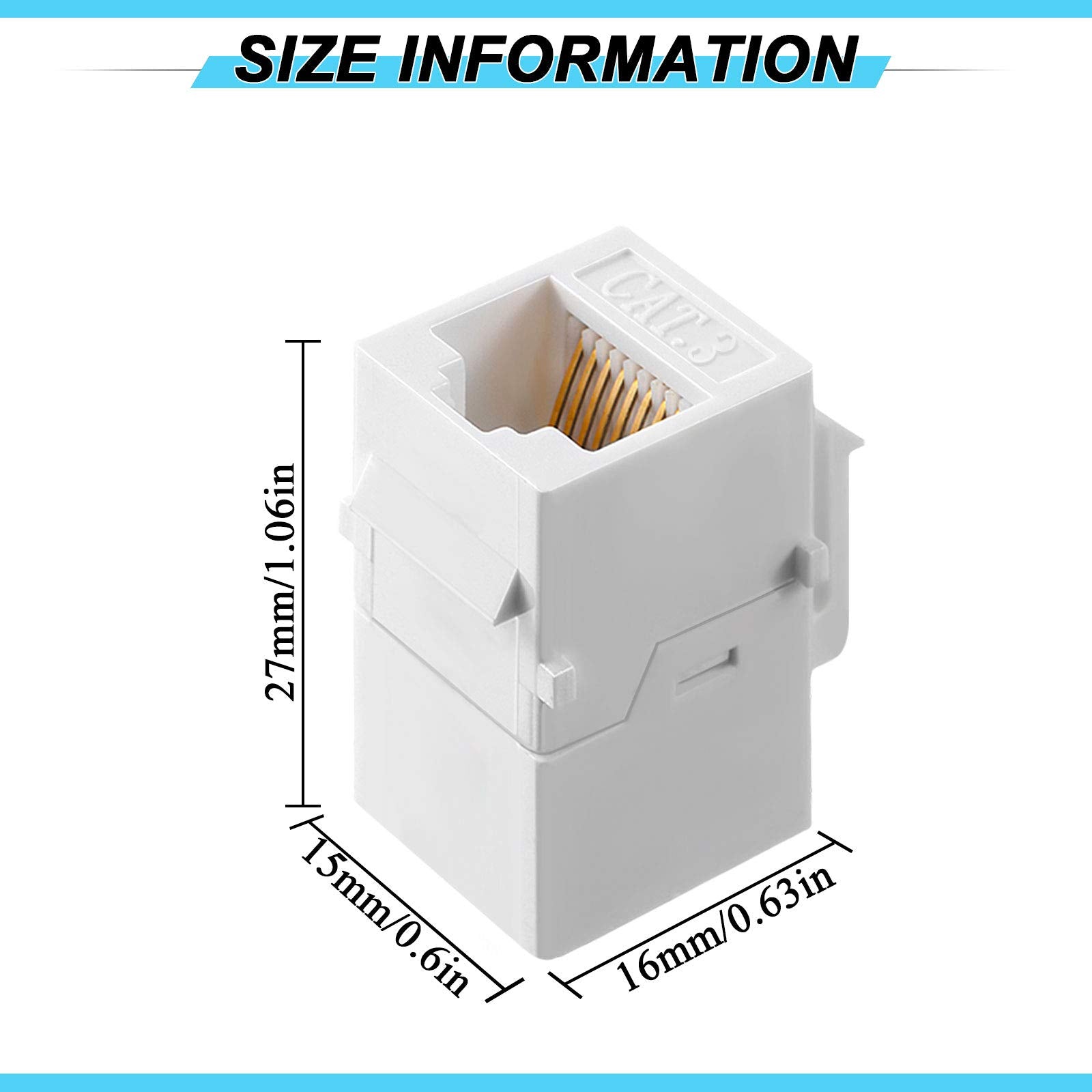 10 Pieces Cat3 Telephone Rj11 6P4C Jack Phone Line Connector Coupler Phone Female To Female Telephone Jack Coupler (White)