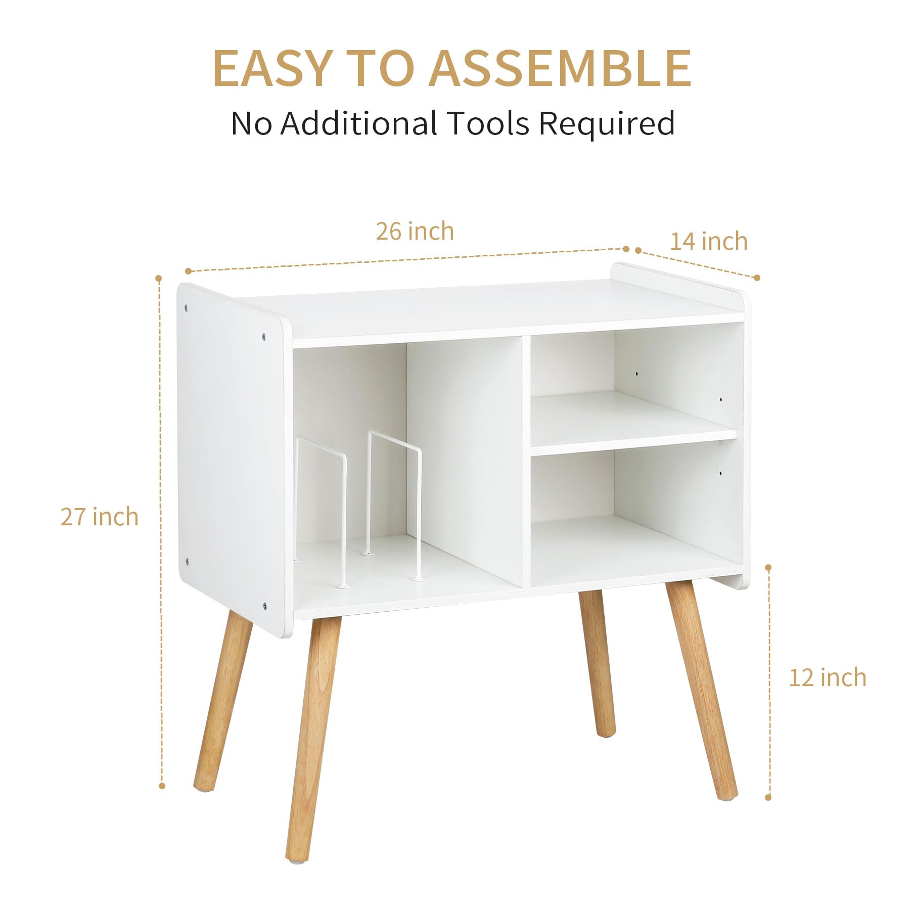 Possile Mid Century Record Player Stand, Vinyl Record Cabinet Holder With Storage Up To 100 Albums, Record Player Table For Livi