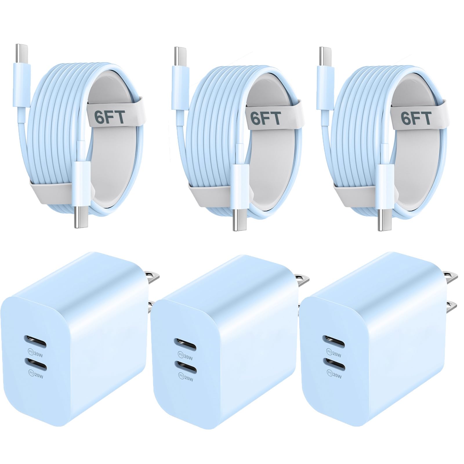 Usb C Fast Charger For Iphone 15/15 Pro Max, 20W Usb C Fast Charger Block With 6Ft Long Usb C To C Charging Cable Cord For Iphon