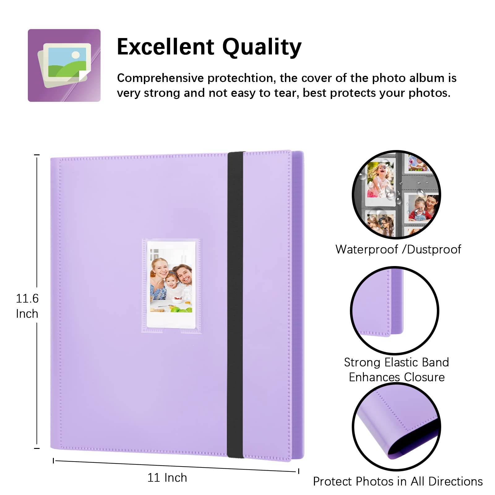 560 Pockets Photo Album For Fujifilm Instax Mini Camera, 2X3 Photo Album Book For Fujifilm Instax Mini 1112 9 Evo 90 70 40 8 7 Liplay Instant Camera (Purple)
