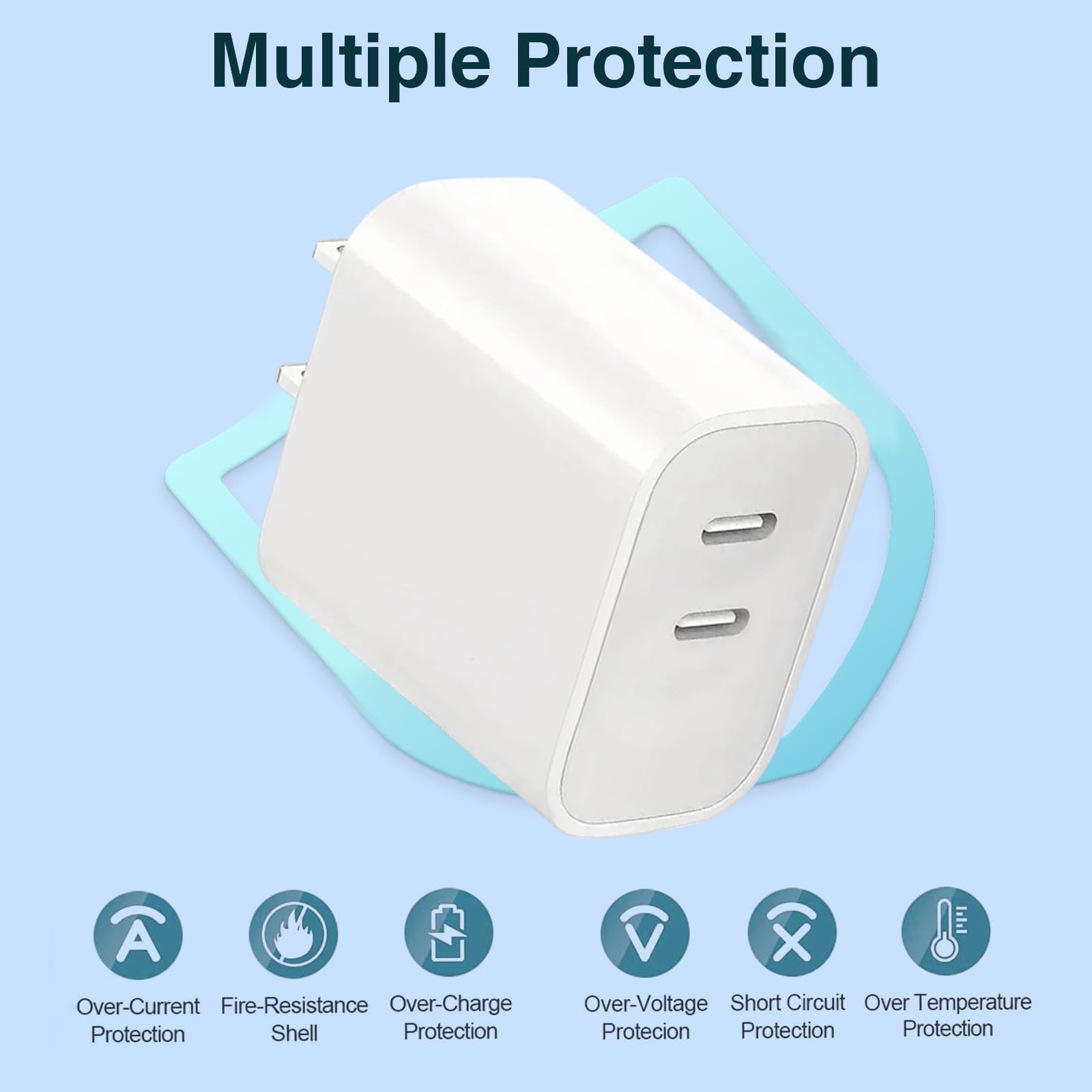 2 Pack Usb C Charger Block,Dual Port Usb C Fast Charging Block,Wall Charger For Iphone 16/16 Plus/16 Pro/16 Pro Max/Iphone 15/15