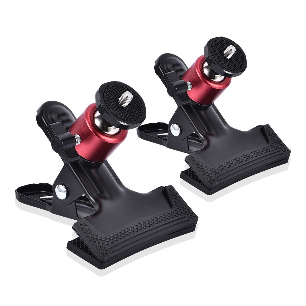 Utebit Tripod Camera Clip Clamp With 360 Degree Swivel Mini Ball Head 2 Pack Clip Camera Mount Photography Accessories Clamp 1/4'' Screw Black Spring Clamp For Dslr Video Photoshoot Studio