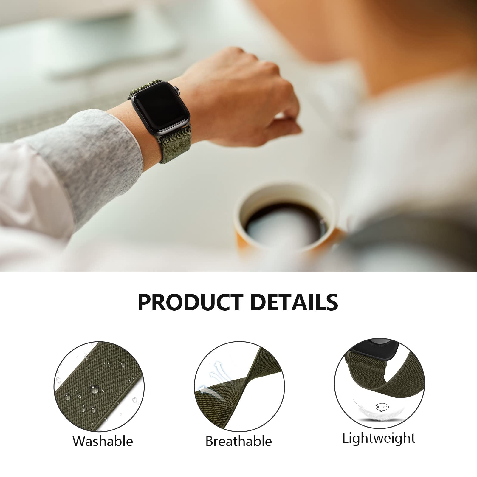 Stretchy Nylon Solo Loop Bands Compatible With Apple Watch 38Mm 40Mm 41Mm 42Mm 44Mm 45Mm 49Mm, Sport Elastic Wristbands Women Me