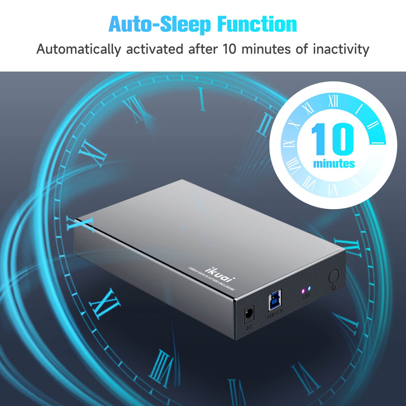 Ikuai Hard Drive Enclosure 3.5'' Aluminum Usb 3.0 / Usb C To Sata Hard Drive Dock Case For 3.5 Inch Internal Hdd & Ssd Up To 20T