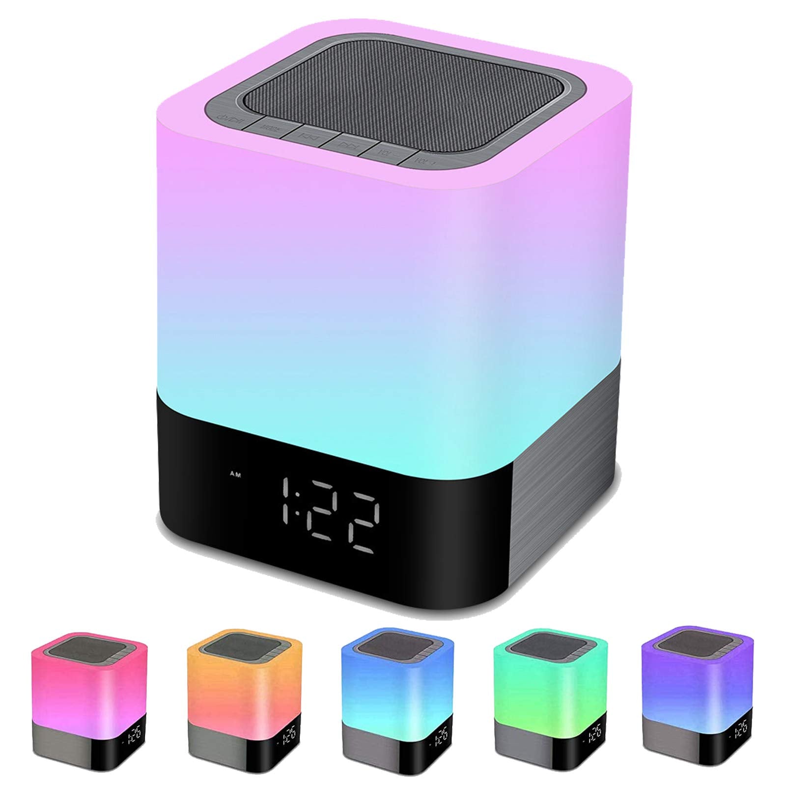 Bluetooth Speaker Night Lights, Bluetooth Alarm Clock For Kids Mp3 Player, Touch Control Bedside Lamp, Color Changing Table Lamp