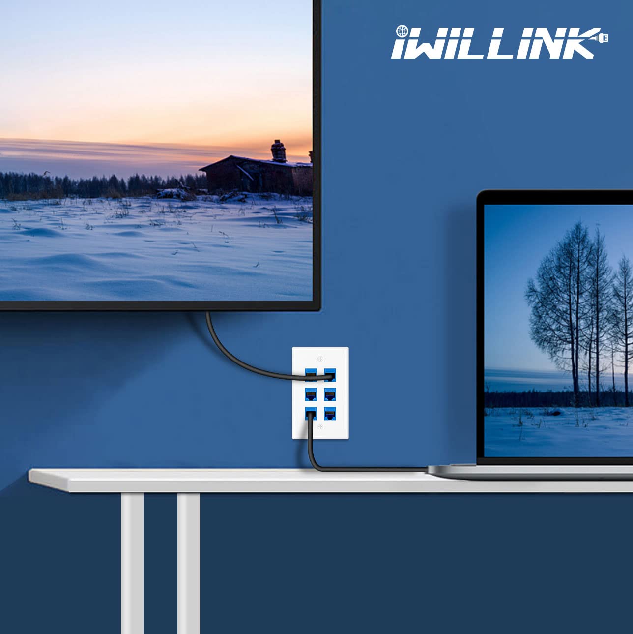 Iwillink 6 Port Keystone Jack Wall Plate 10 Pack, Low Profile Ethernet Wall Plate Single Gang Wall Plates For Keystone Jack, Whi