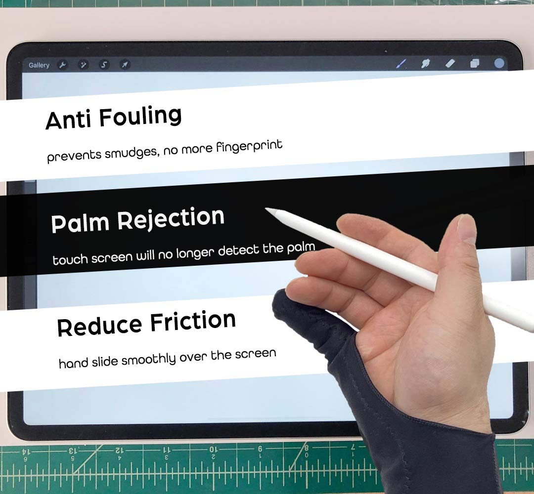 Akx Artist Glove Xsmall   2 Pack Palm Rejection Drawing Gloves For Graphic Tablet, Ipad   Smudge Guard, Reduce Friction, 1 Finge