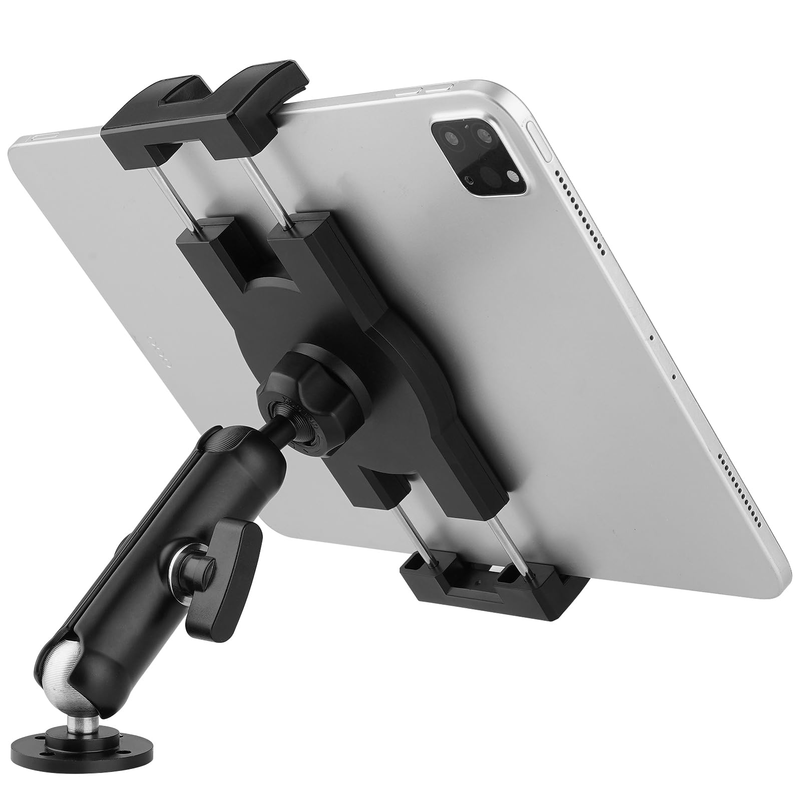 Aluminum Heavy Duty Drill Base Tablet Mount For Truck,Commercial Vehicles,Dashboard,Boat,Car And Wall,Tablet Holder For Truck Compatible With 4' 12.9' Ipad Pro/Mini/Galaxy Tab,Large Case Friendly