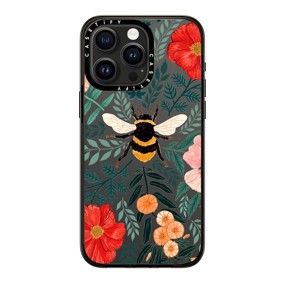 Casetify Compact Case For Iphone 15 Pro Max [2X Military Grade Drop Tested / 4Ft Drop Protection]   Bee In The Flowers   Clear B