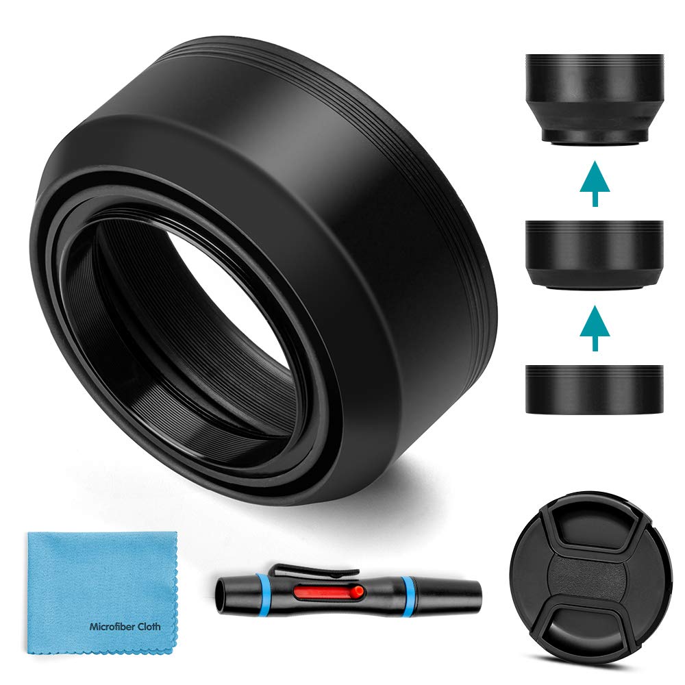 72mm Lens Hood Universal Collapsible Lens Sun Shade Hood with Centre Pinch Lens Cap for Canon Nikon Sony Pentax Olympus Fuji Cam