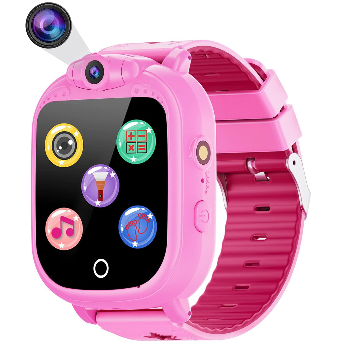 Prograce Kids Smart Watch With 90Rotatable Camera - Touch Screen Smartwatch, Music, Pedometer, Flashlight, Games, Alarm Clock, D