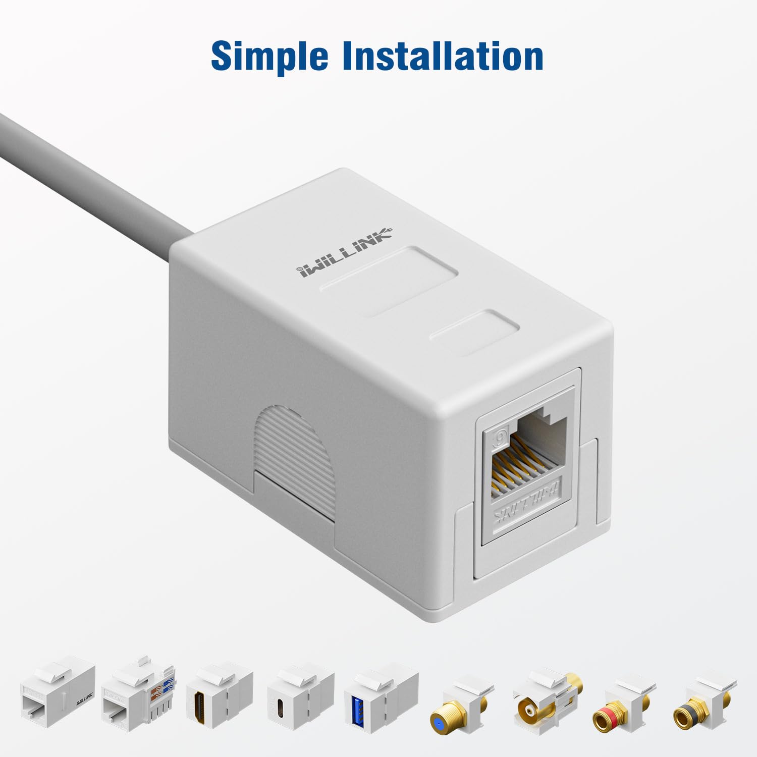 Iwillink 1 Port Keystone Jack Surface Mount Box, White 5 Pack