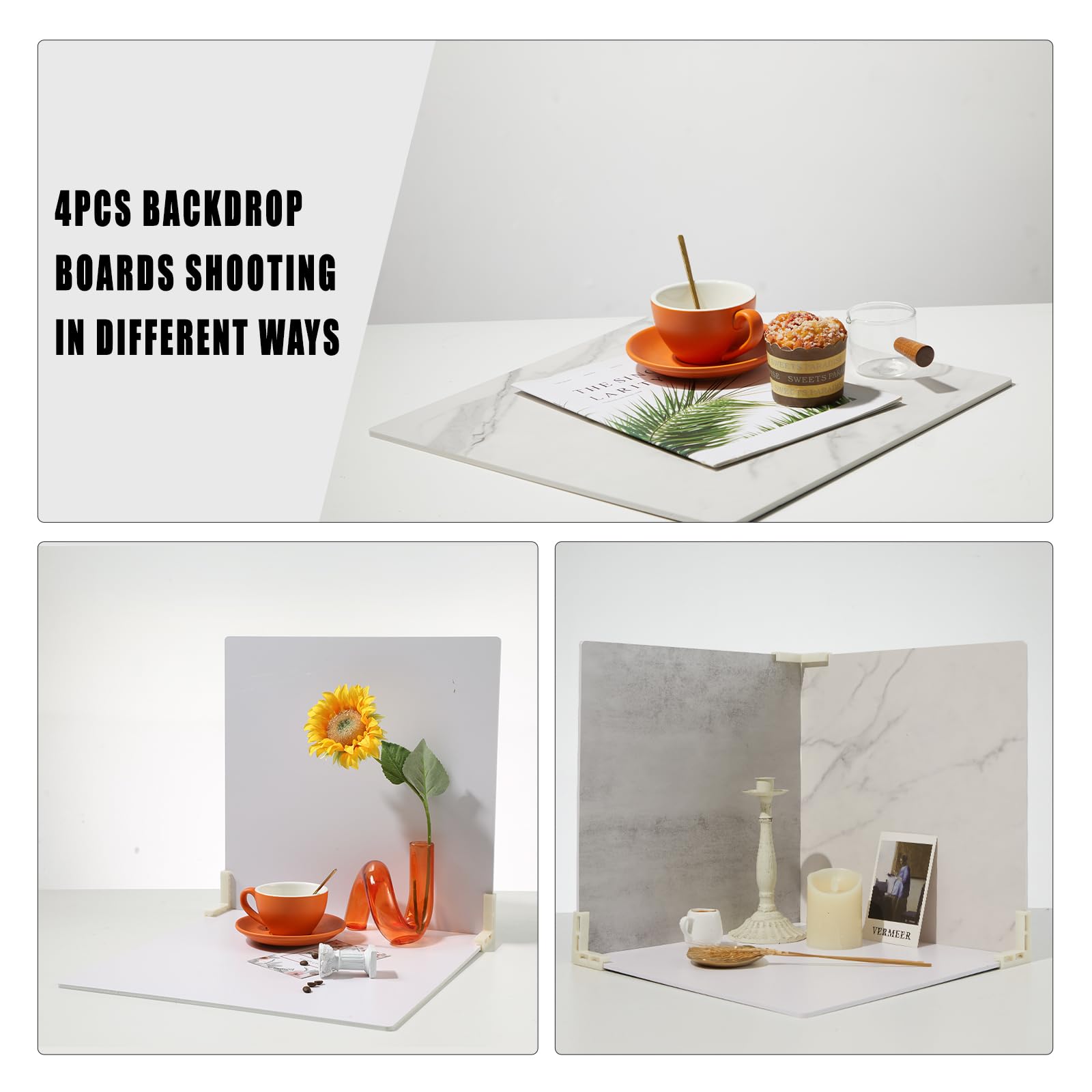 Beiyang 4Pcs 16X16 Inch Backdrop Boards And 1Pcs 15X19 Inch Window Shadow Pane, Perfect Backdrop Kit For Small Product Such As F