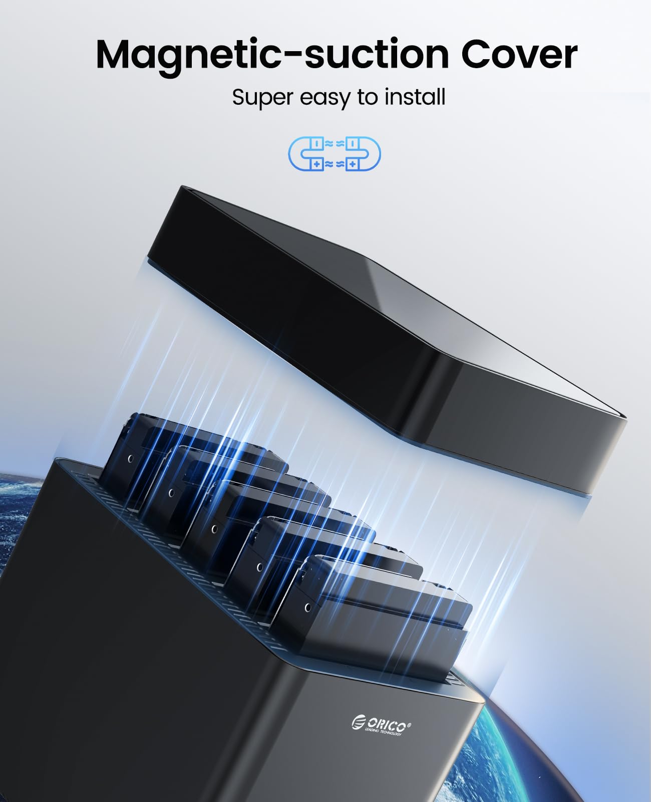 Orico 5 Bay 3.5 Inch Hard Drive Enclosure Usb C To Sata Magnetic Tool Free External Hdd Enclosure With 12V/6.5A Power Adapter Fo