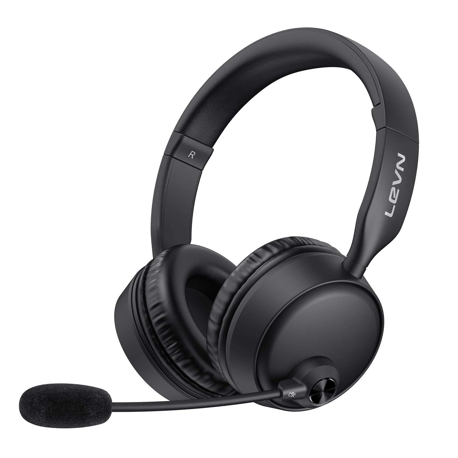 Levn Bluetooth Headset With Microphone, Wireless Headset With Mic & Mute Button, 60 Hrs Working Time Noise Cancelling Bluetooth Headset 5.3 Multipoint Connect To Cell Phone/Mobile/Laptop/Tablet/Pc