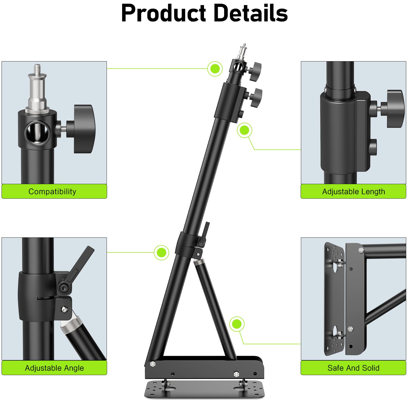 Ring Light Mount   Wall Mount Triangle Boom Arm, 4.3Ft/130Cm Wall Stand Tirpod Support 180Flexible Rotation For Studio Video Lig
