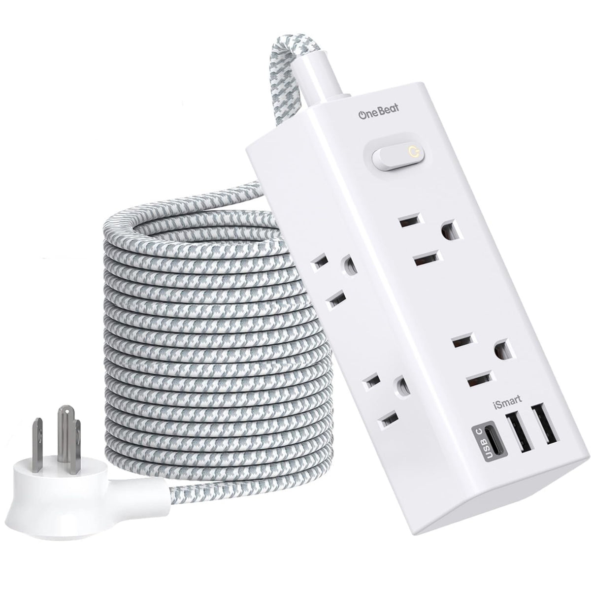 20 Ft Power Strip Surge Protector, Extension Cord With 6 Widely Outlets 3 Usb Ports (1 Usb C), 3 Side Outlet Extender Strip, Fla