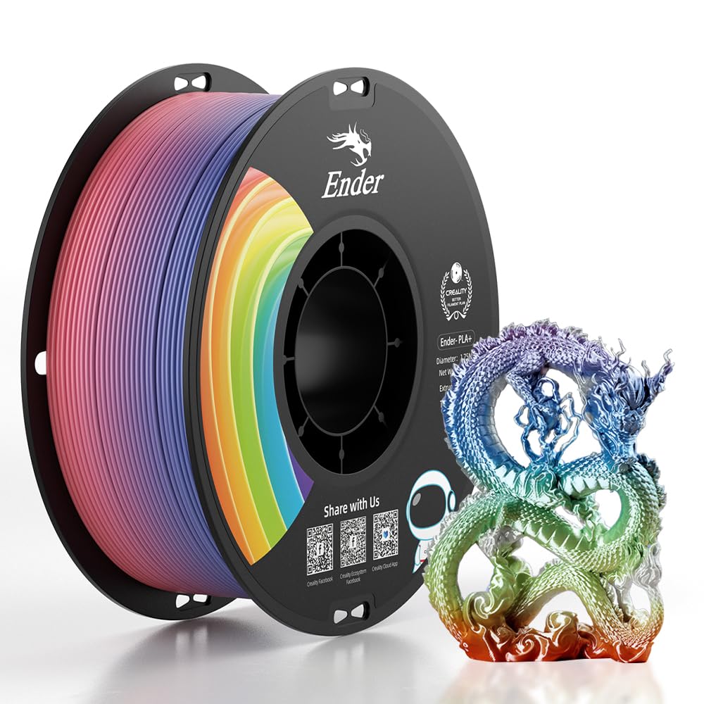 Creality 3D Printer Filament, Pla Plus Filament 1.75Mm Rainbow, Pla Pro Toughness Upgraded Dimensional Accuracy +/  0.03Mm, 1Kg