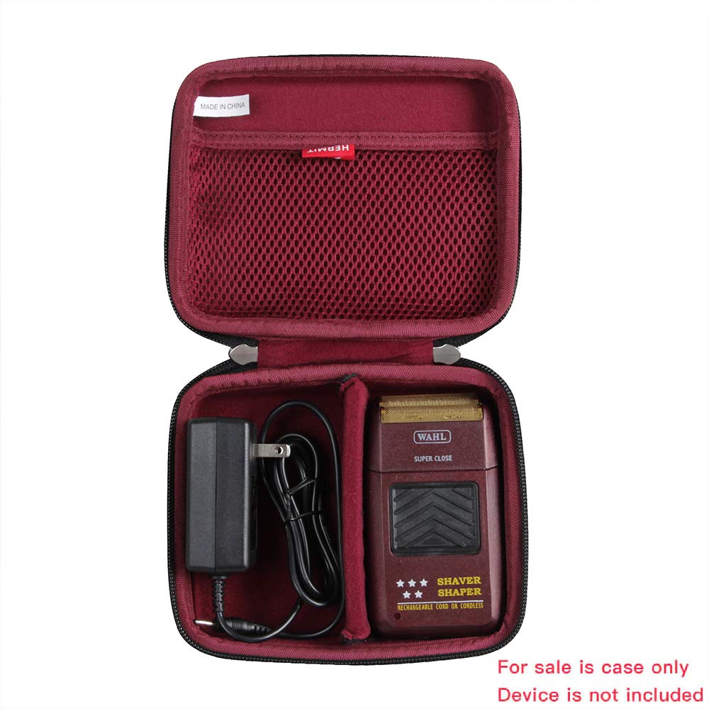 Hermitshell Hard Travel Case For Wahl Professional 8061 100 8164 5 Star Series Rechargeable Shaver Shaper (Black+Maroon)
