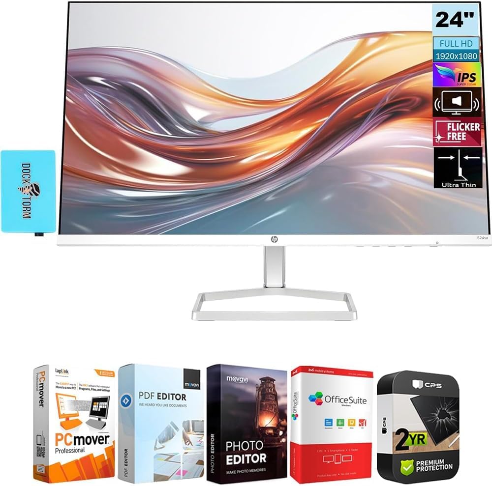 Hp 94C36Aa#Aba 524Sa Series 5 23.8 Inch Fhd 1080P 16:9 Ips Monitor With Speakers Bundle With Elite Suite 18 Standard Editing Sof
