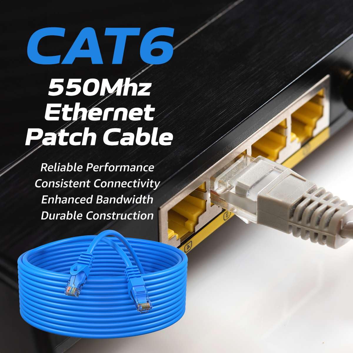 Cables Direct Online Blue 75Ft Cat6 Ethernet Network Cable Rj45 Internet Modem Patch Cord