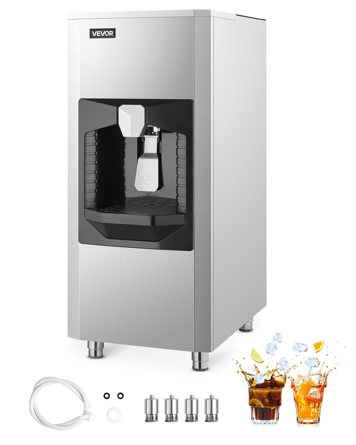 VEVOR Ice Dispenser, Ice Storage Bin with 180 Lbs Storage Capacity, 20 Lbs/Min Automatic Ice Dispensing with Crusher, Height Adj