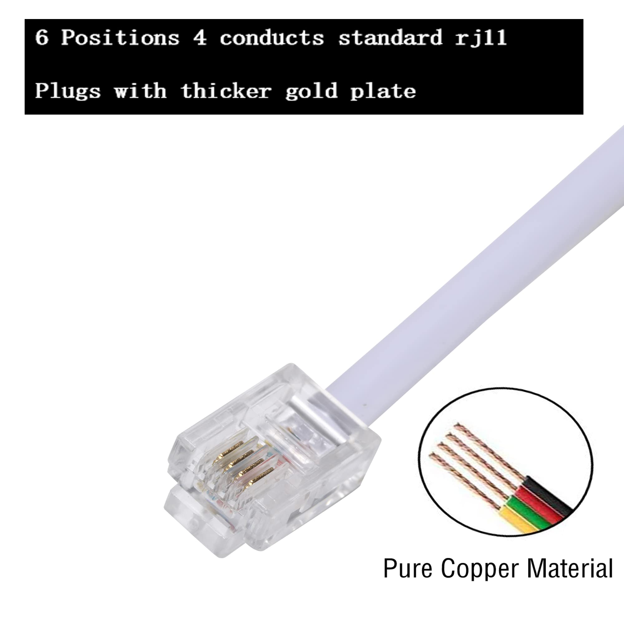 Ubramac 100Feet Long Telephone Extension Cord Phone Cable Line Wire, With Standard Rj11 Plug And 1 In Line Couplers And 35Cable