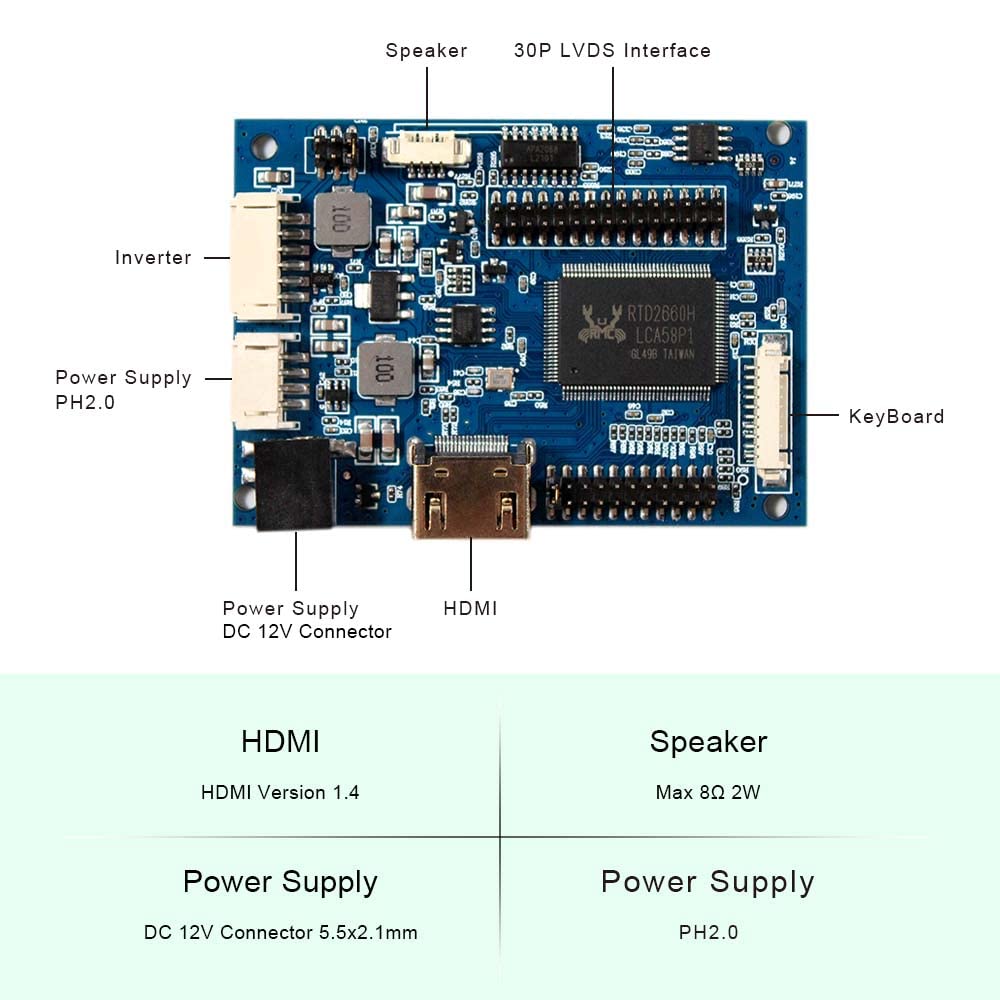 Vsdisplay Hd Mi Audio Lcd Controller Board Work For 14.1 15.4 Inch 1280X800 B154Ew01 B154Ew02 Lp154W01 Ltn154At07 Ltn154X3 L01 L
