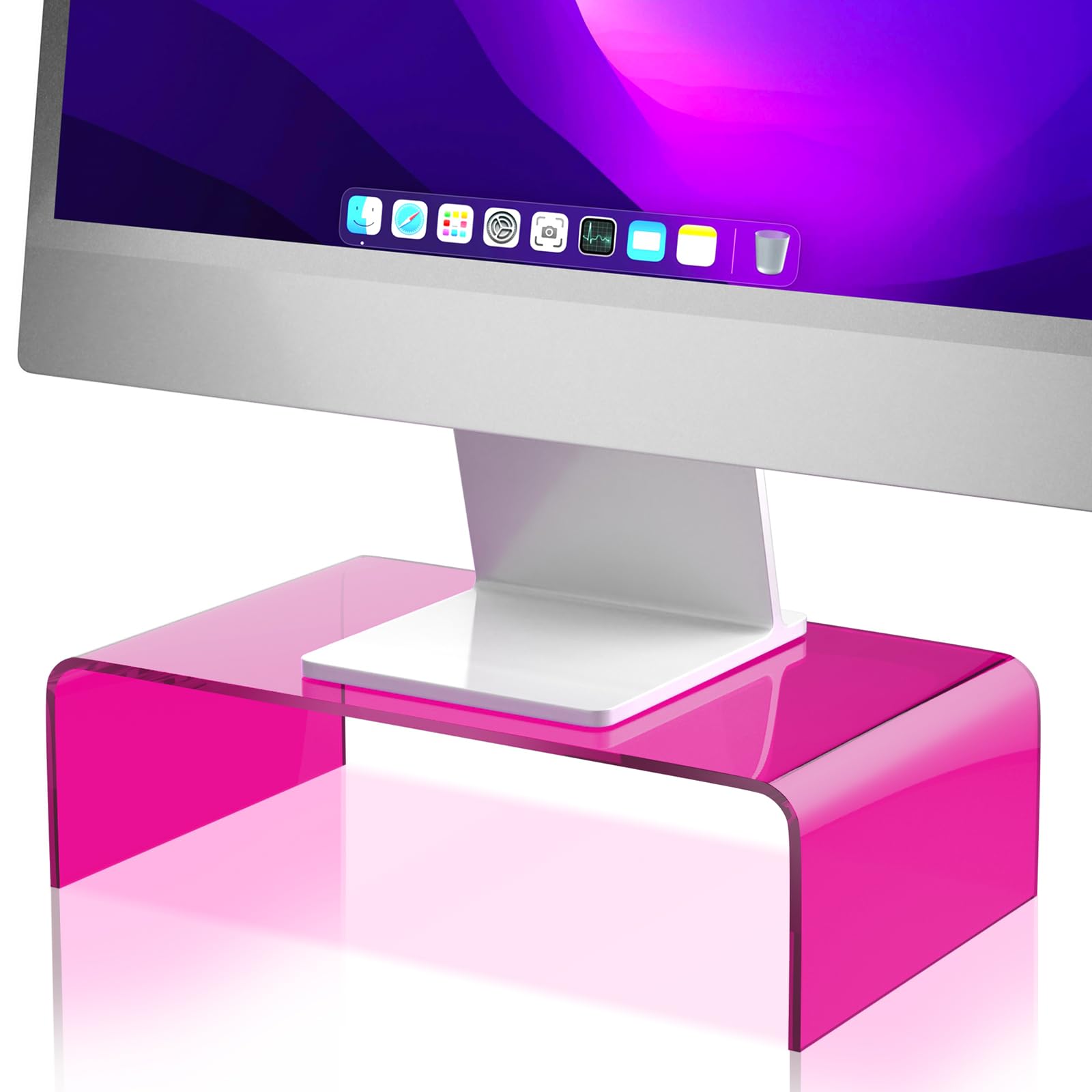 Nihome Iridescent Acrylic Computer Monitor Stand, Acrylic Laptop/Pc/Desktop Stand Riser For Desk, Durable, Ergonomic Design, Spa