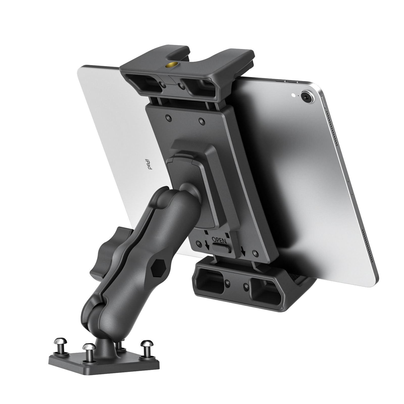 Ohlpro Car Tablet Holder   Heavy Duty Drill Base, Tablet Mount For Truck Compatible With Ipad Samsung Tab 5' 13' Tablet And Phone, Ipad Stand For Wall/Business/Vehicle/Desktop, Etc.