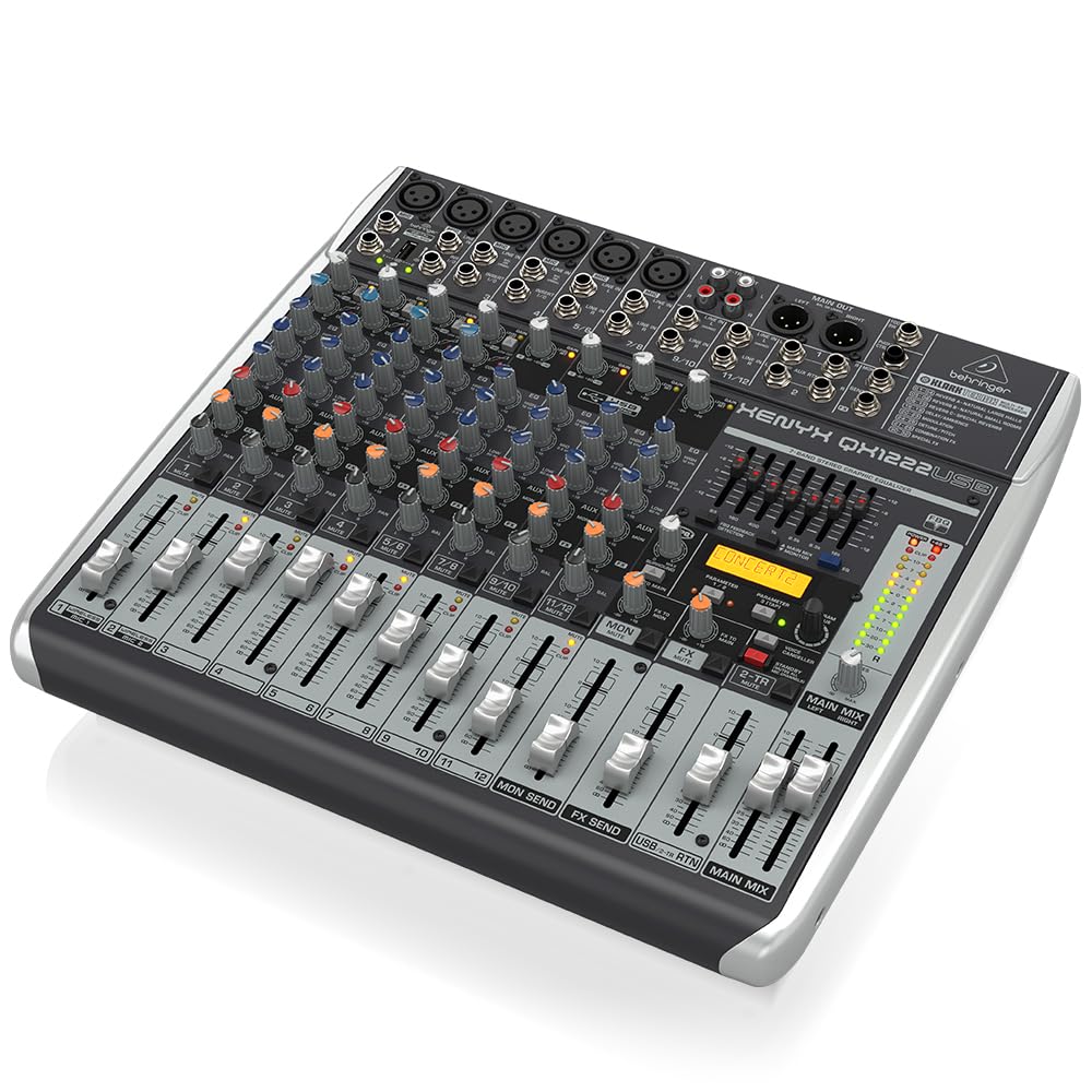 Behringer Xenyx Qx1222Usb Premium 16-Input 2/2-Bus Mixer With Xenyx Mic Preamps And Compressors, Klark Teknik Multi-Fx Processor