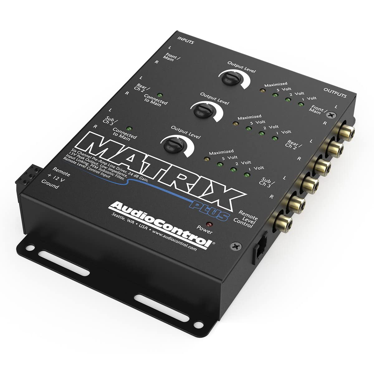Audiocontrol Matrix Plus Black Six Channel Line Driver With Remote Level Control Input