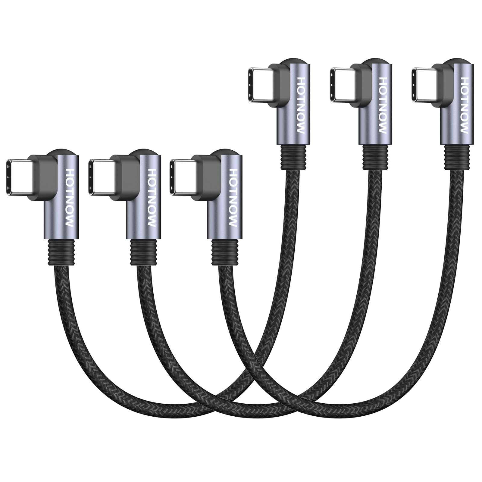 HOTNOW Right Angle USB C to USB C Cable 0.5FT 3Pack, Short 6 inch USB C Charger Cable 65W Fast Charging Cords for iPhone 15/16,P