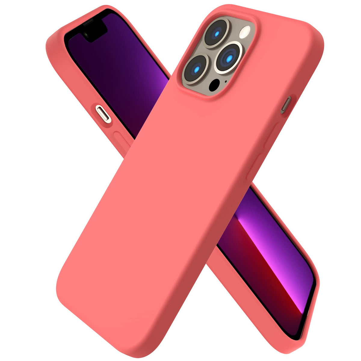 Ornarto Compatible With Iphone 13 Pro Case 6.1, Slim Liquid Silicone 3 Layers Full Covered Soft Gel Rubber Case Cover 6.1 Inch P