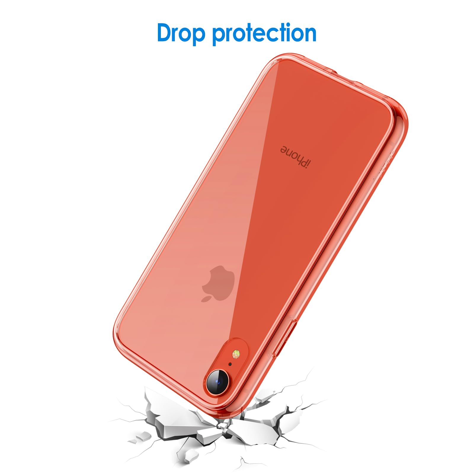 Jetech Case For Iphone Xr 6.1 Inch, Non Yellowing Shockproof Phone Bumper Cover, Anti Scratch Clear Back (Coral)