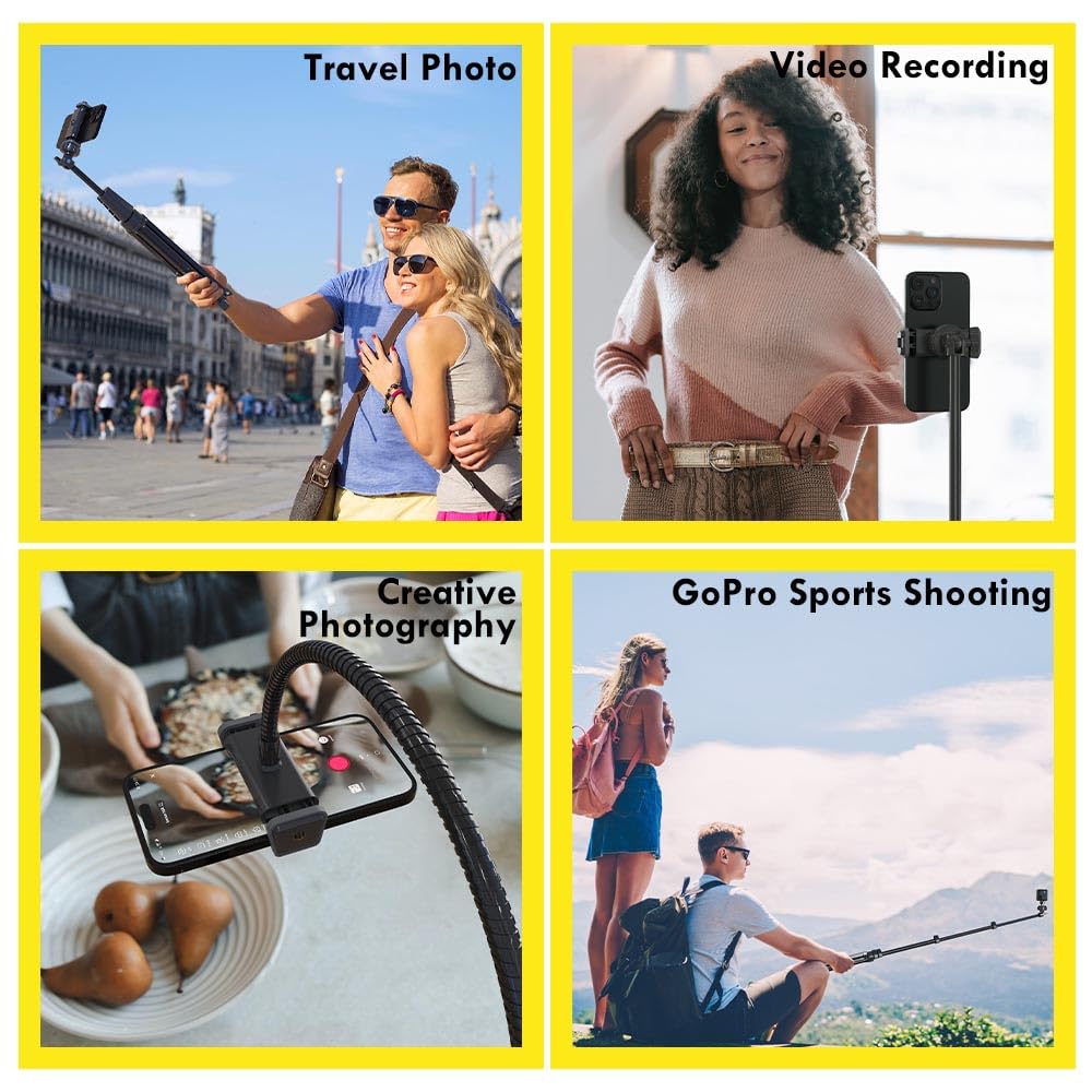 Aureday 88 Flexible Phone Tripod With 14.95 Gooseneck, Remote And Phone Holder, Overhead Cell Phone Stand?Selfie Stick For Video