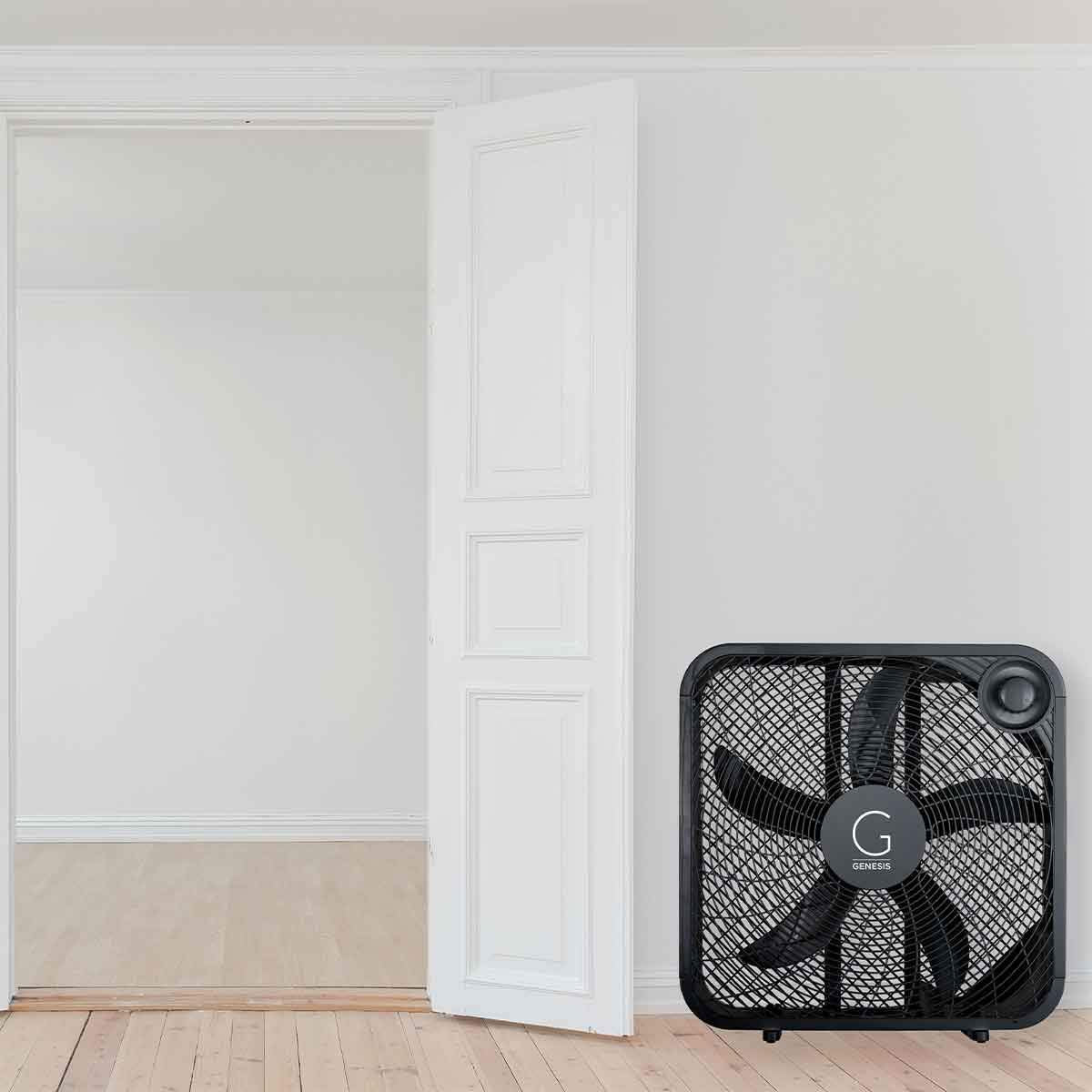 Genesis 20'' Box Fan, 3 Settings, Max Cooling Technology, Carry Handle, Black (G20Box Blk)