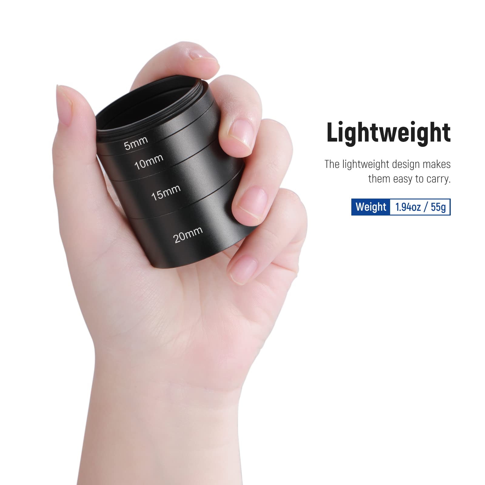 Neewer 4 Pcs T2 Extension Tube Kit, 5Mm 10Mm 15Mm 20Mm Extension Tube With Double Sided M42X0.75Mm Thread, Telescope Accessory F