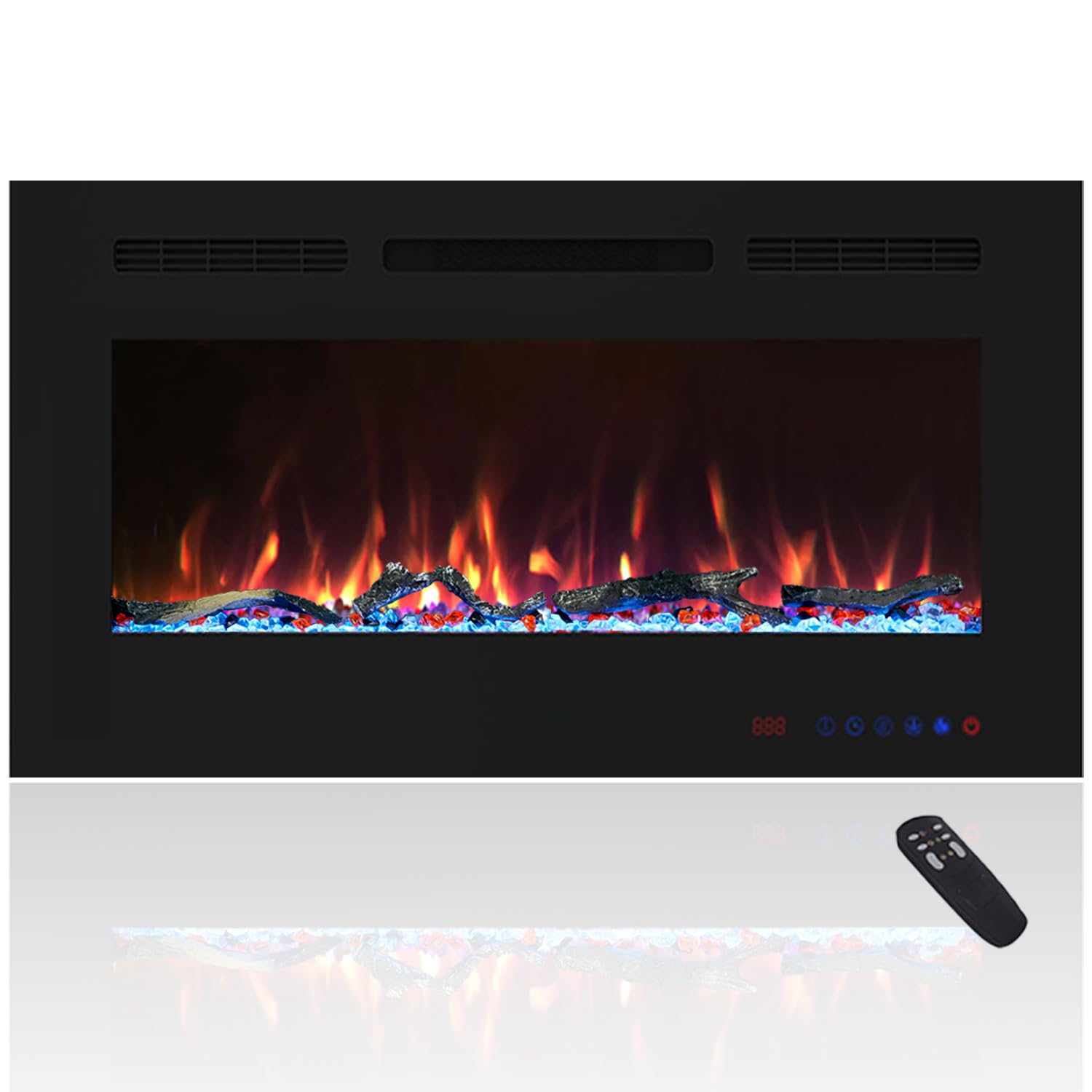Cheerway 30 inch Wall Mounted &Recessed in Wall Electric Fireplace with Heater, Linear Wall Fireplace w/Thermostat, Adjustable F