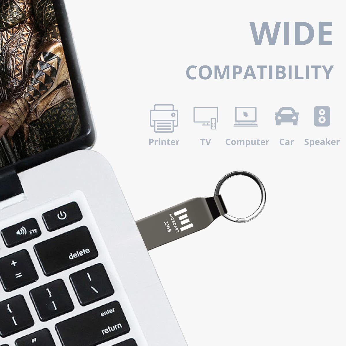Mosdart 32Gb Metal Usb 2.0 Flash Drive 2 Pack Fat32 Thumb Drive With Keychain 32 Gb Wateproof Jump Drive 32G Memory Stick For Da