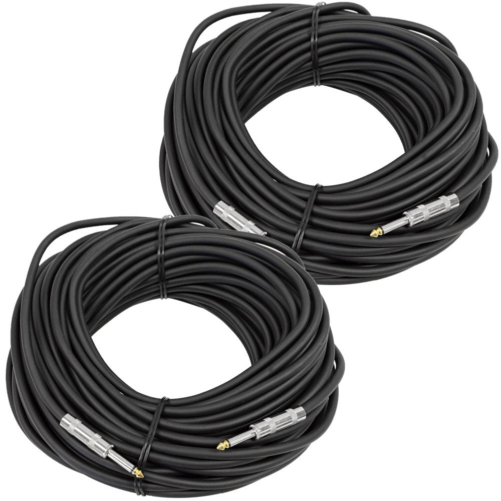 Seismic Audio - Pair Of 100 Feet 1/4'' To 1/4 Pro Audio Speaker Cables 14 Gauge - Heavy Duty