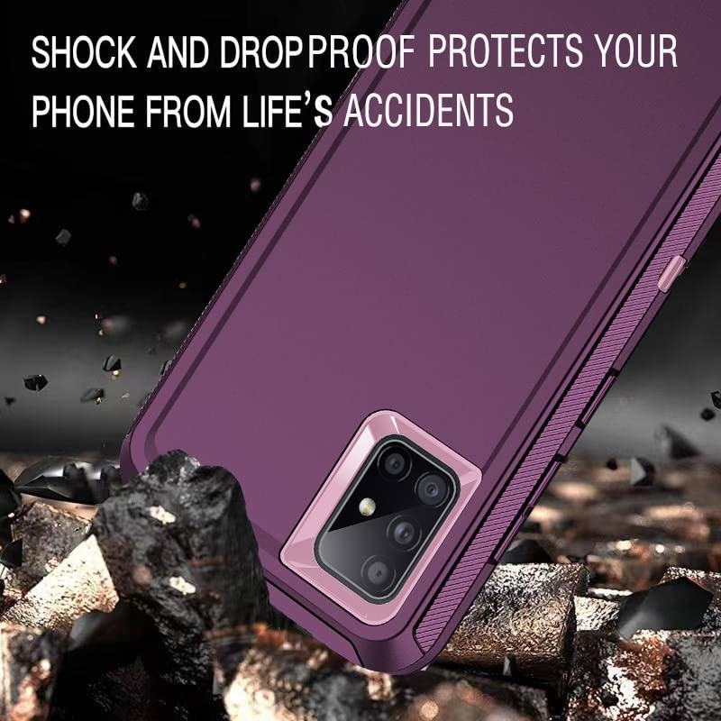 Mieziba Samsung Galaxy A71 5G Phone Case Shockproof Heavy Duty TPU PC Purple Pink
