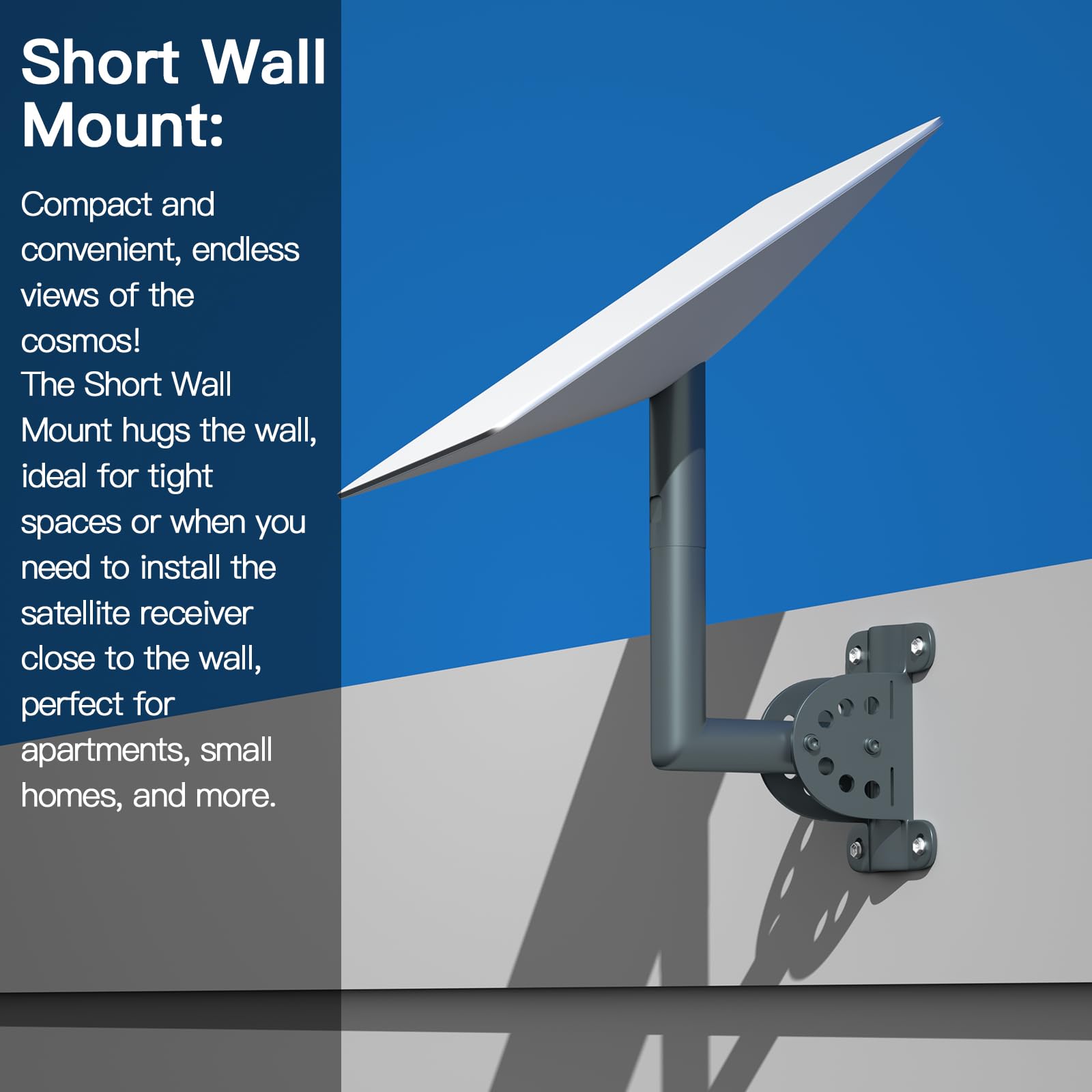 Foboull Adjustable Short Wall Mount For Starlink, Starlink Mounting Kit, Compatible With Starlink V2 Gen 2, Includes Starlink Ro