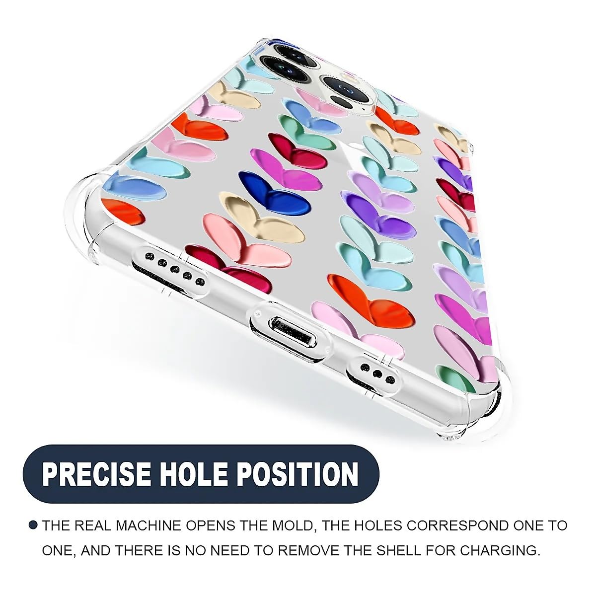 Tamefox Case Compatible With Clear Iphone 15 Pro,Oil Painted Heart Slim-Fit Shock-Resistant Raised Bezel Camera Protection Desig