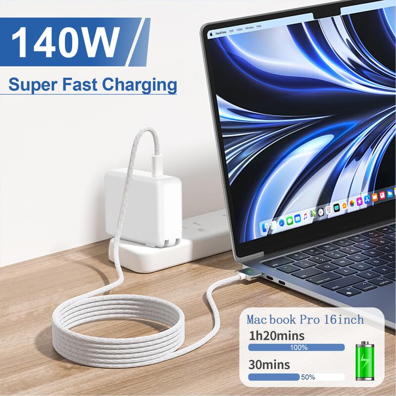 140W Usb C Power Adapter Mac Book Charger For Mac Book Pro 14 16 Inch 2021 2023 M1 M2, Mac Book Air 13 15 Inch M2 M3 2022 2024,
