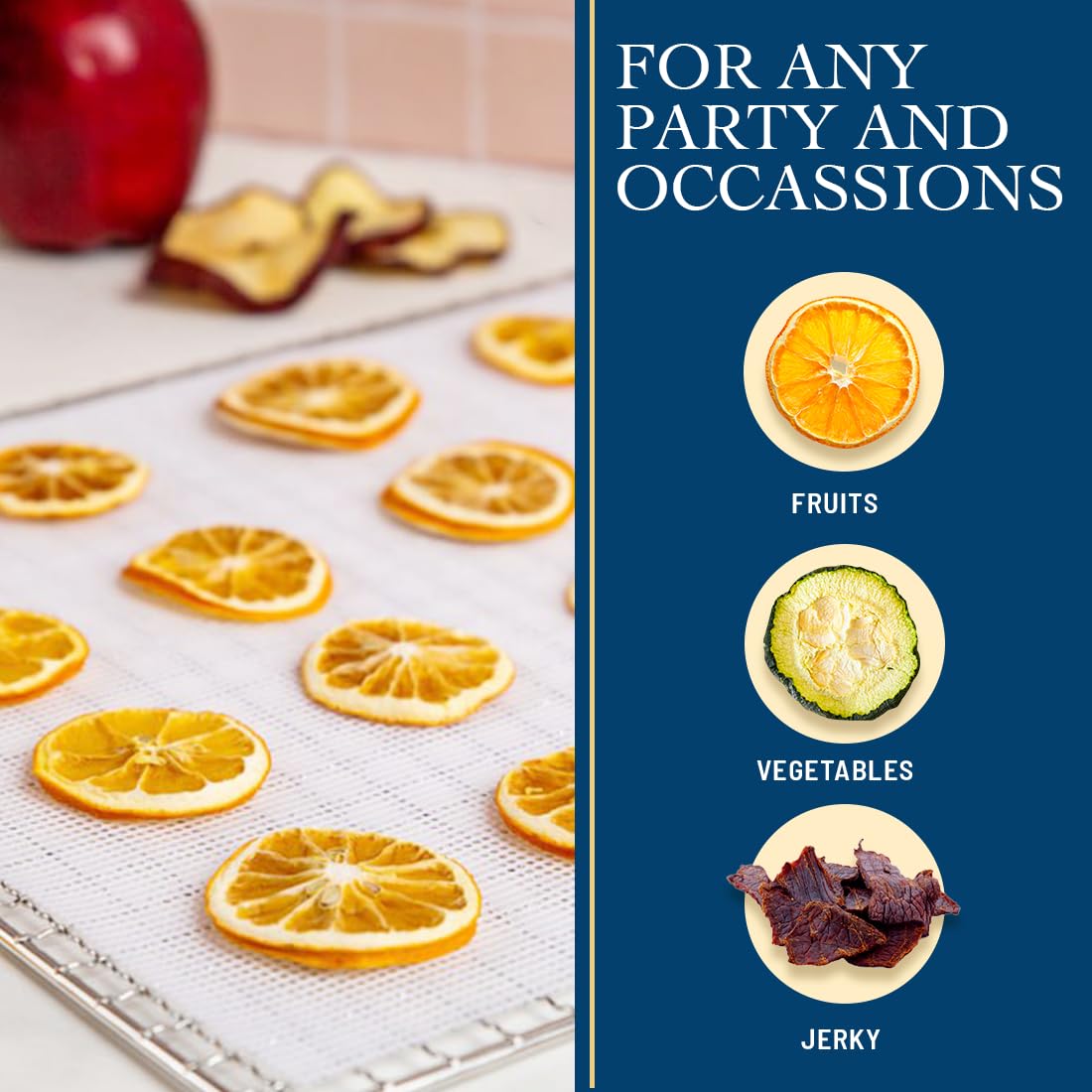 (12 Pack) Silicone Dehydrator Sheets (Free Recipes) (14In.X14In.) Dehydrator Accessories For Cosori, Excalibur, Magic Mill- Fine