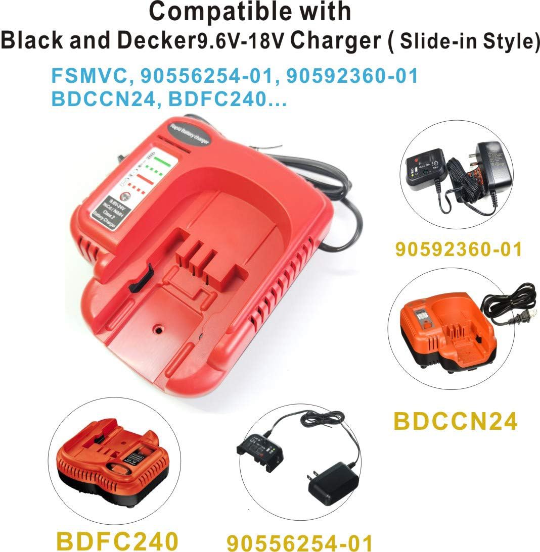 Anoitd Bdfc240 Bdccn24 Multi Volt Battery Charger For Black+Decker Fsmvc 18V 14.4V 12V 9.6V 24V Nicd&Nimh Battery Black & Decker