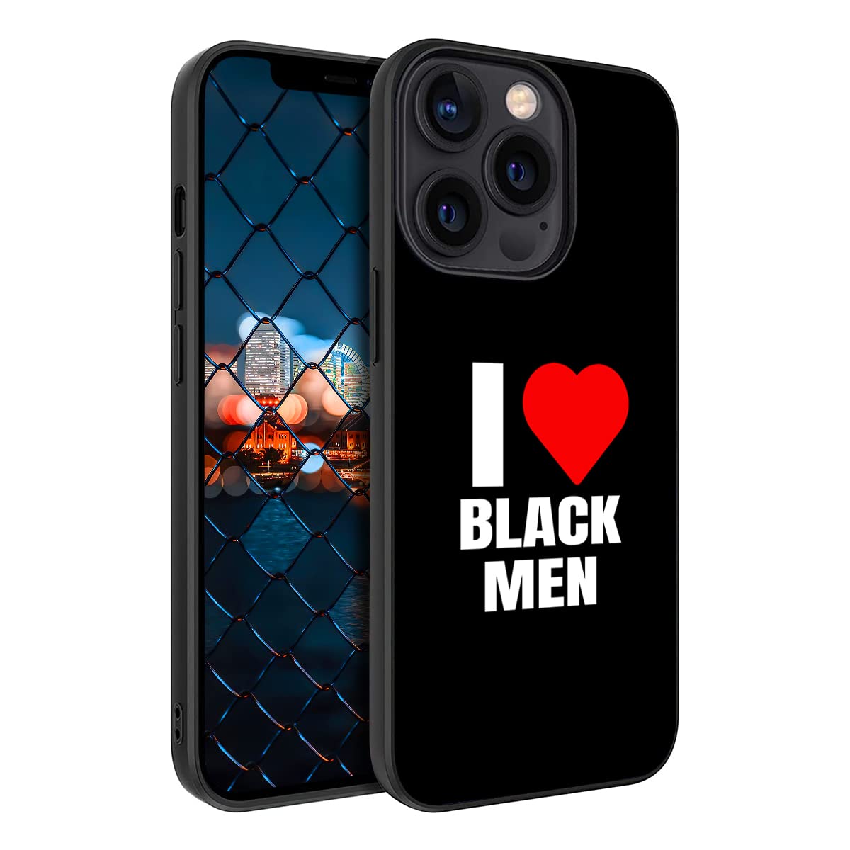 I Love Black Men Red Heart Decor Phone Case For Iphone 14 13 12 11 Pro Max Mini Xr Xs Max 8 Plus 6S Plus Samsung Galaxy S23 S22