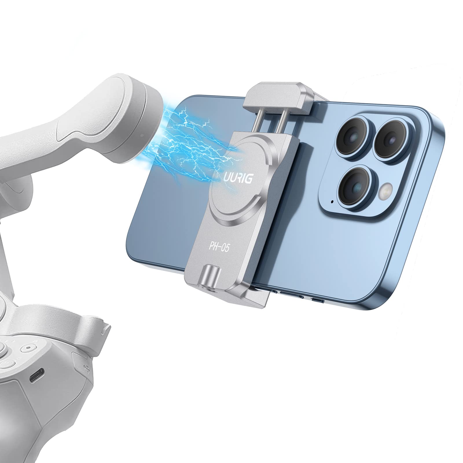 Uurig Magnetic Cell Phone Clamp For Dji Om, Phone Tripod Mount, Handheld Gimbals Magnetic Ring Holder For Dji Osmo 5/Om 4 Se Accessories